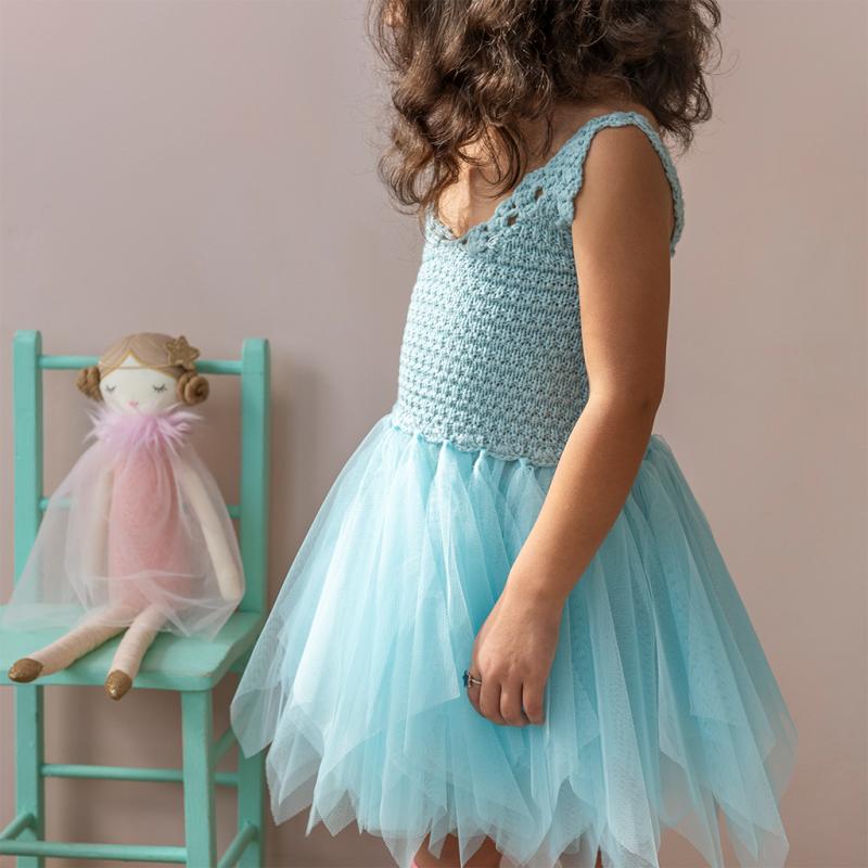 rex london Crochet dress (3-4 years) - Aqua blue