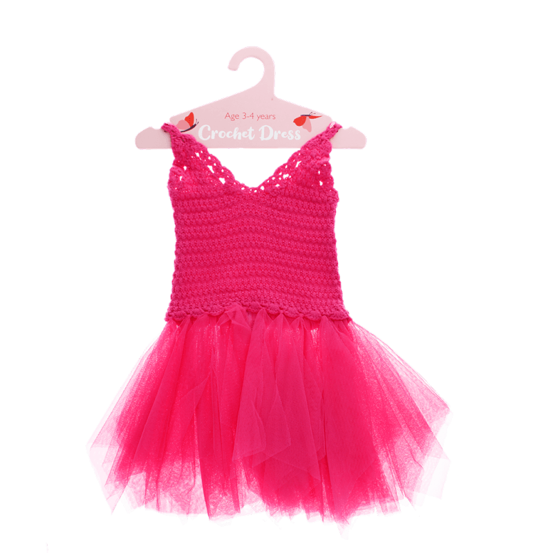 Rex London Crochet Dress (3-4 Years) - Bright Pink