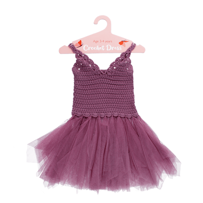 Rex London Crochet Dress (3-4 Years) - Damson Purple