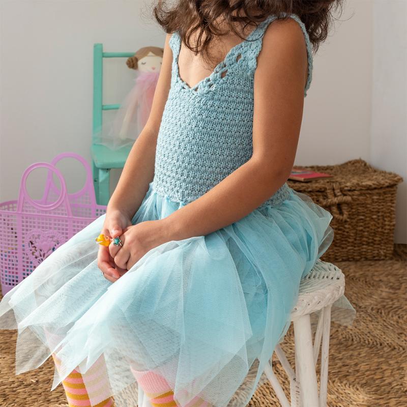rex london Crochet dress (5-6 years) - Aqua blue
