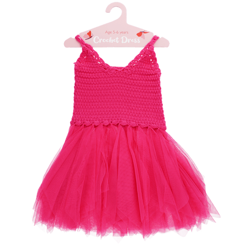 Rex London Crochet Dress (5-6 Years) - Bright Pink