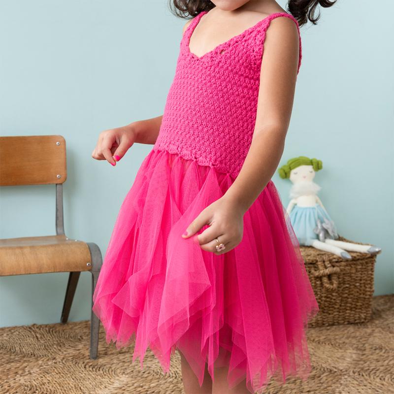 rex london Crochet dress (5-6 years) - Bright pink