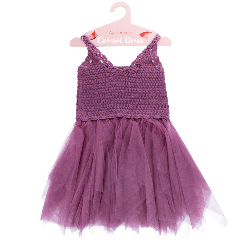 Rex London Crochet Dress (5-6 Years) - Damson Purple