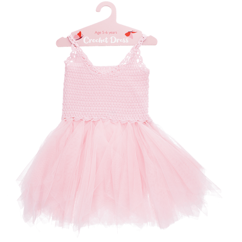 Rex London Crochet Dress (5-6 Years) - Pale Pink