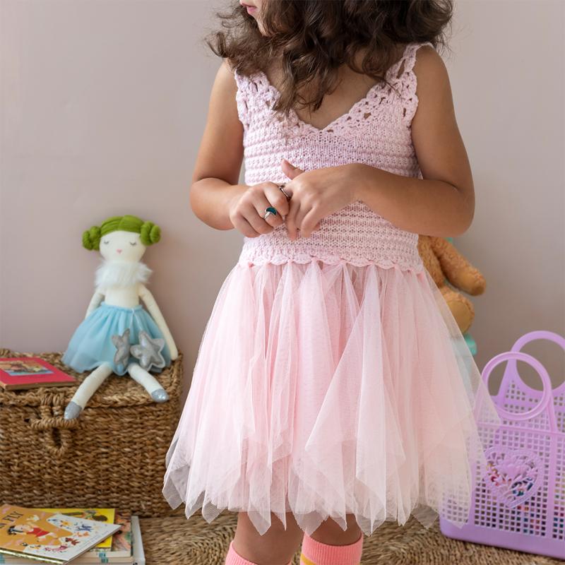 rex london Crochet dress (5-6 years) - Pale pink