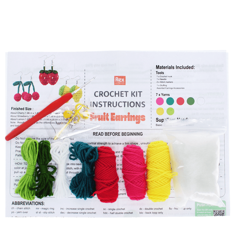 Rex London Crochet Earrings Kit - Fruits