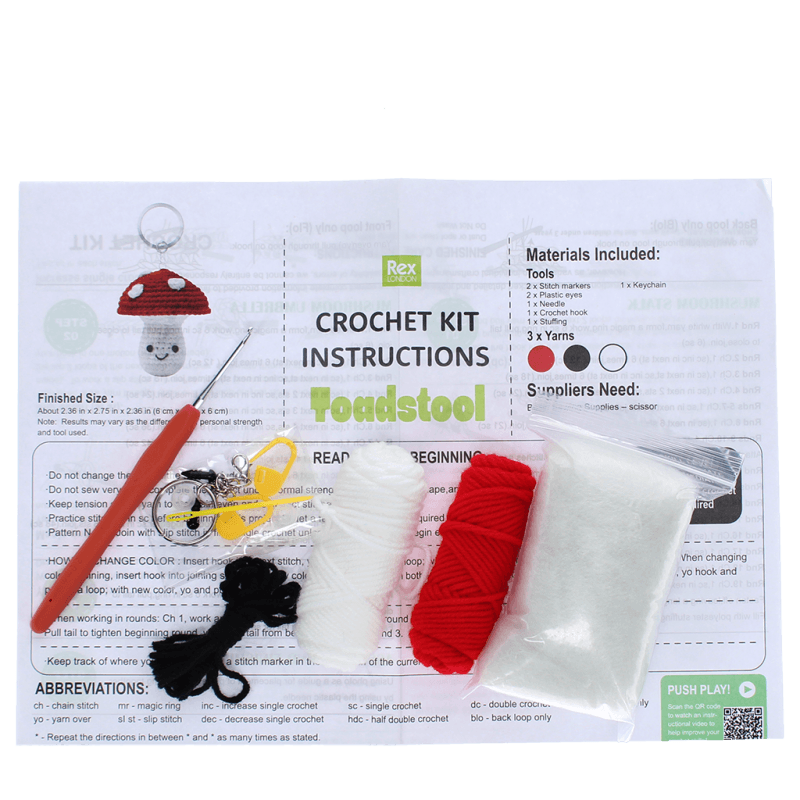 Rex London Crochet Keyring Kit - Mushroom