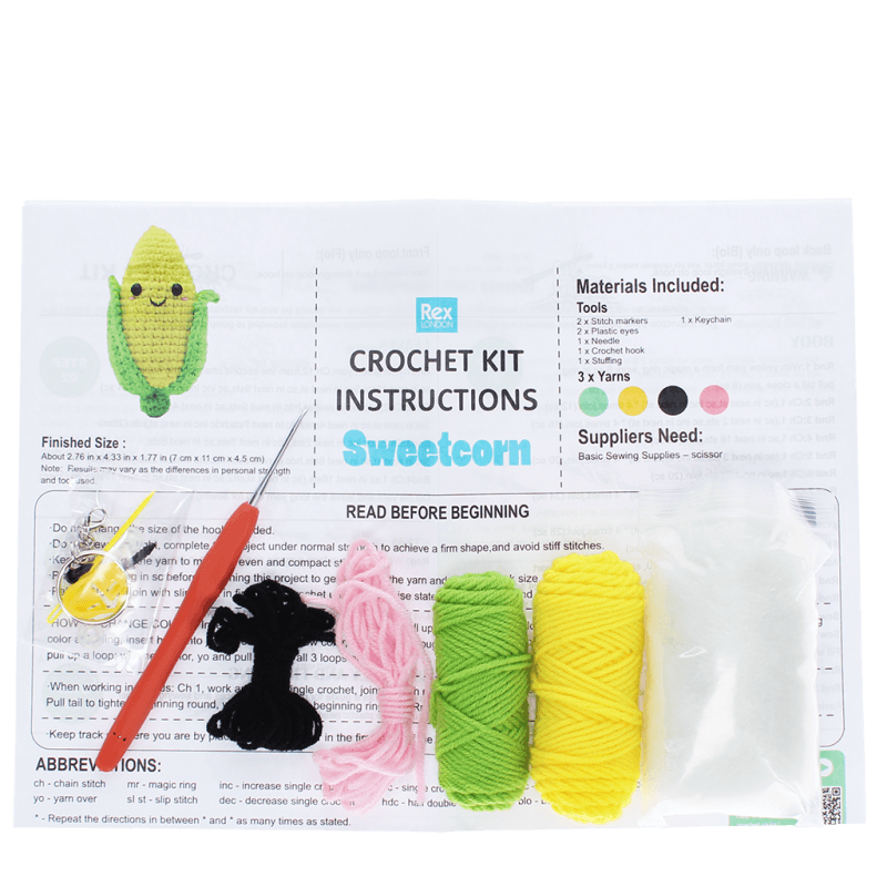 Rex London Crochet Keyring Kit - Sweetcorn