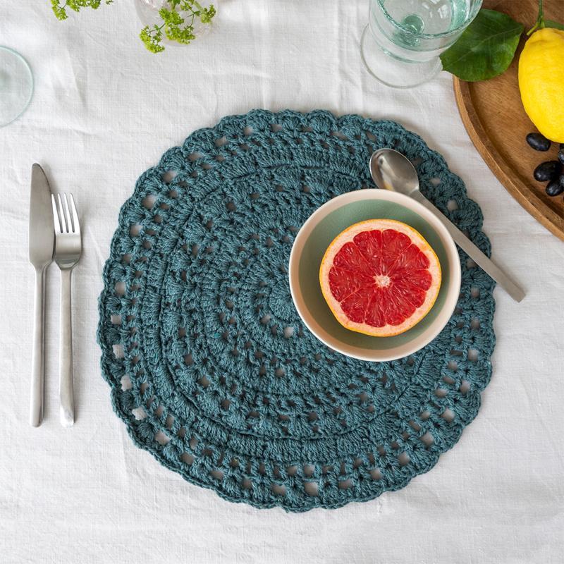 rex london Crochet placemat - Teal