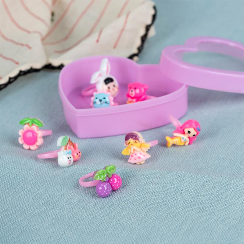 rex london Cute rings in a heart box (set of 8)
