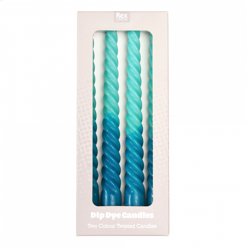 Rex London Dip Dye Spiral Candles (set Of 4) - Blue