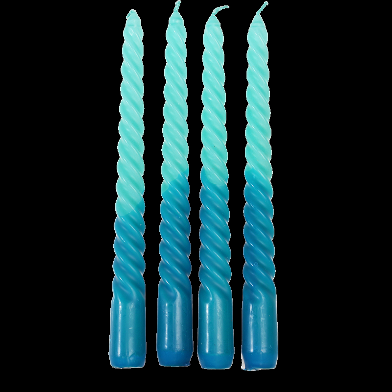 Rex London Dip Dye Spiral Candles (set Of 4) - Blue