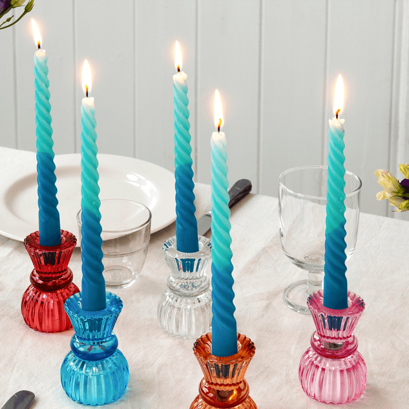 rex london Dip dye spiral candles (set of 4) - Blue