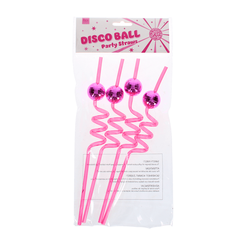 rex london Disco ball party straws (pack of 4) - Pink