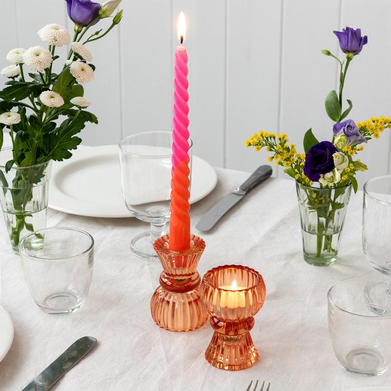 rex london Double ended glass candle holder - Orange