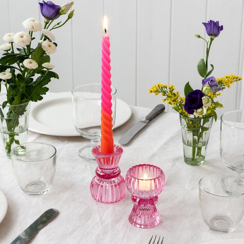 rex london Double ended glass candle holder - Pink