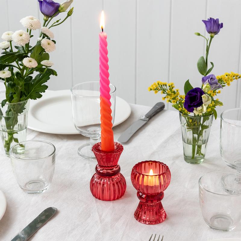 rex london Double ended glass candle holder - Red