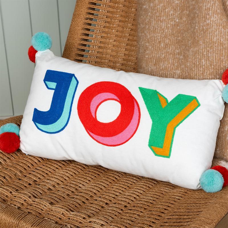 rex london Embroidered cushion with pom poms - Joy