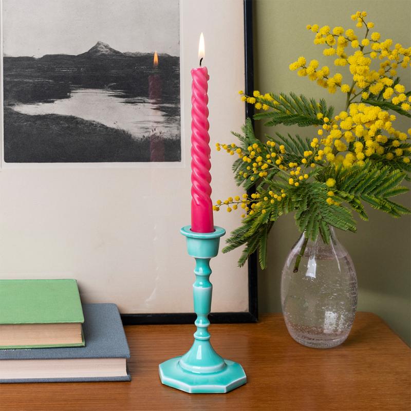 rex london Enamel candlestick (13cm) - Aqua