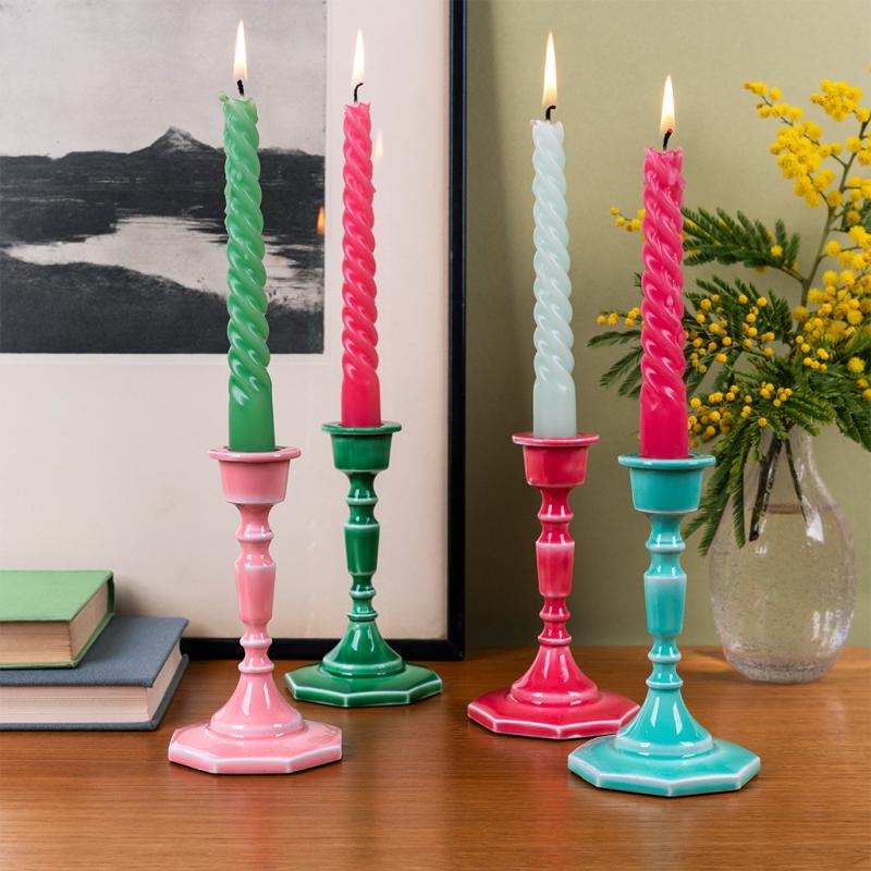Rex London Enamel Candlestick (13cm) - Dark Green