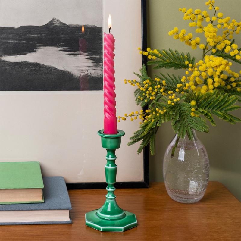 rex london Enamel candlestick (13cm) - Dark green