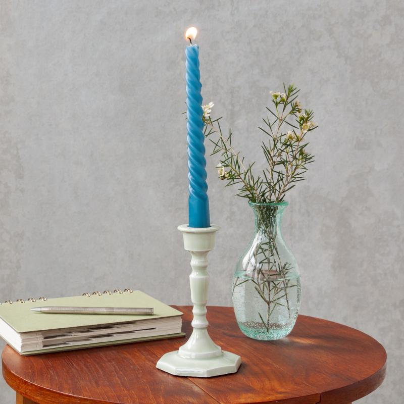 rex london Enamel candlestick (13cm) - Light grey
