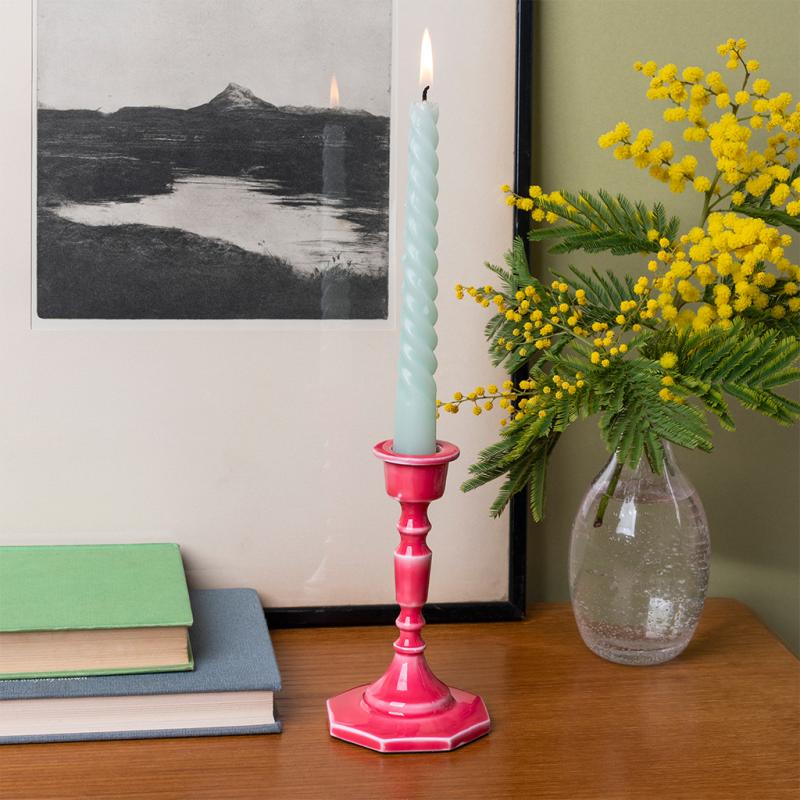 rex london Enamel candlestick (13cm) - Vibrant pink