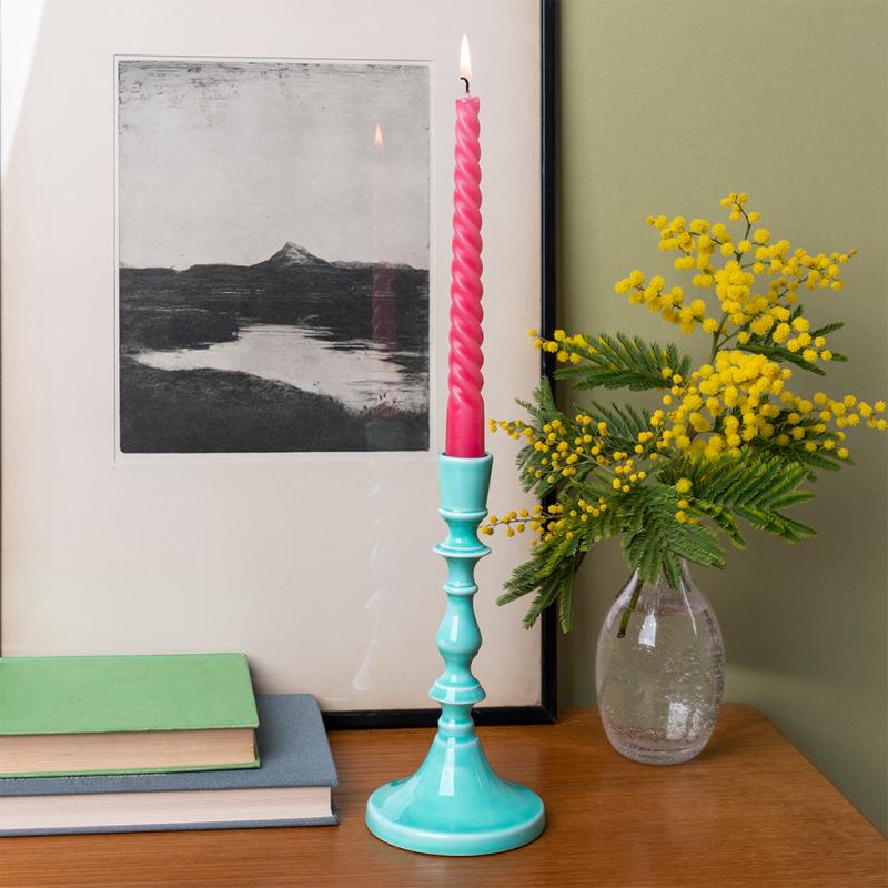 rex london Enamel candlestick (19cm) - Aqua