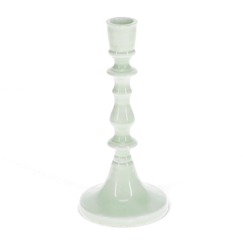 Rex London Enamel Candlestick (19cm) - Light Grey