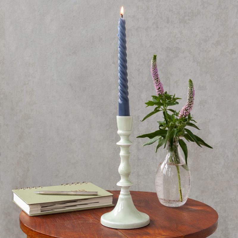 rex london Enamel candlestick (19cm) - Light grey