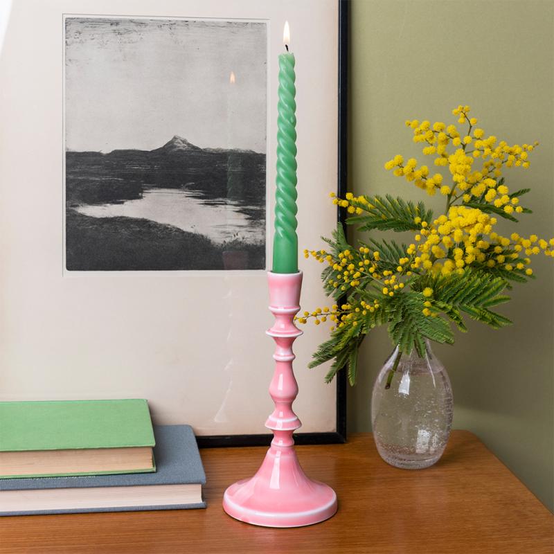 rex london Enamel candlestick (19cm) - Pink
