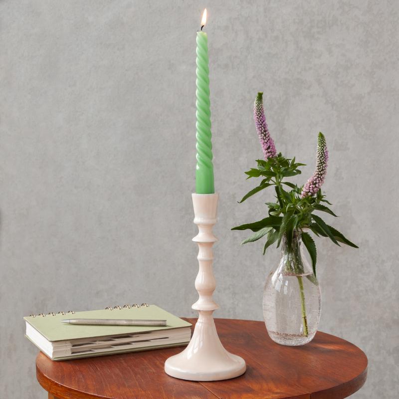 rex london Enamel candlestick (19cm) - Soft pink