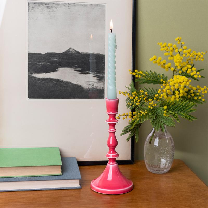 rex london Enamel candlestick (19cm) - Vibrant pink