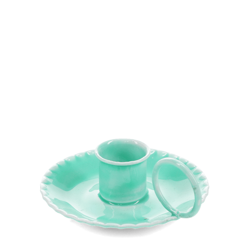 Rex London Enamel Chamberstick Candle Holder - Aqua