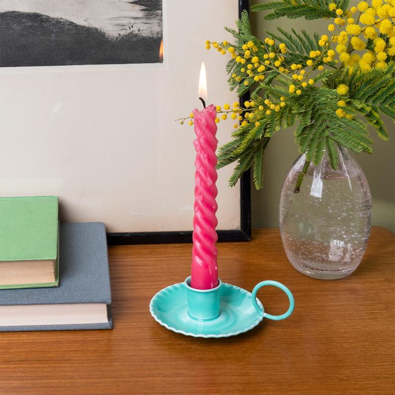 rex london Enamel chamberstick candle holder - Aqua