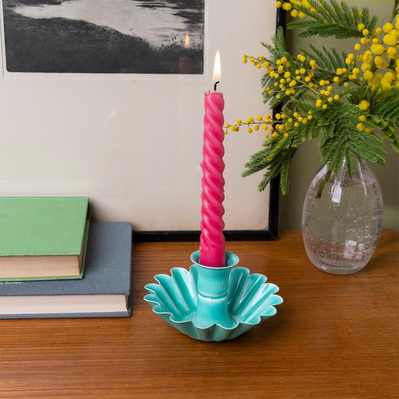 rex london Enamel cupped flower candle holder - Aqua