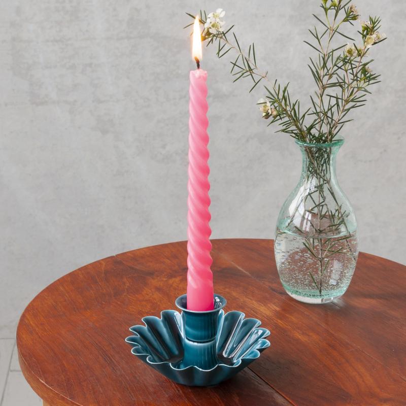 rex london Enamel cupped flower candle holder - Blue