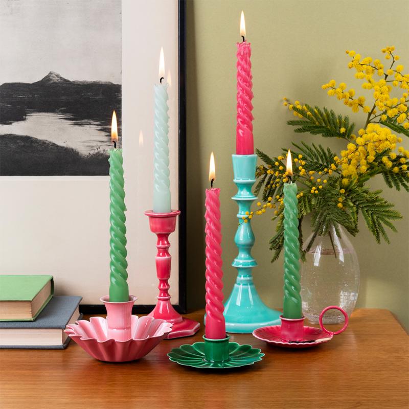 Rex London Enamel Cupped Flower Candle Holder - Pink