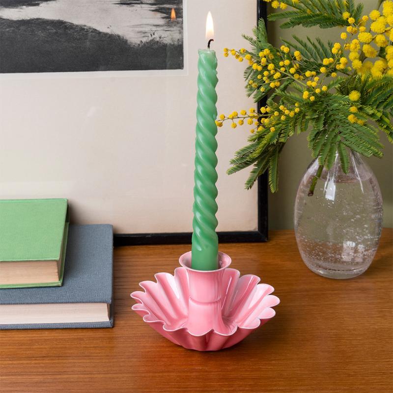 Rex London Enamel Cupped Flower Candle Holder - Pink