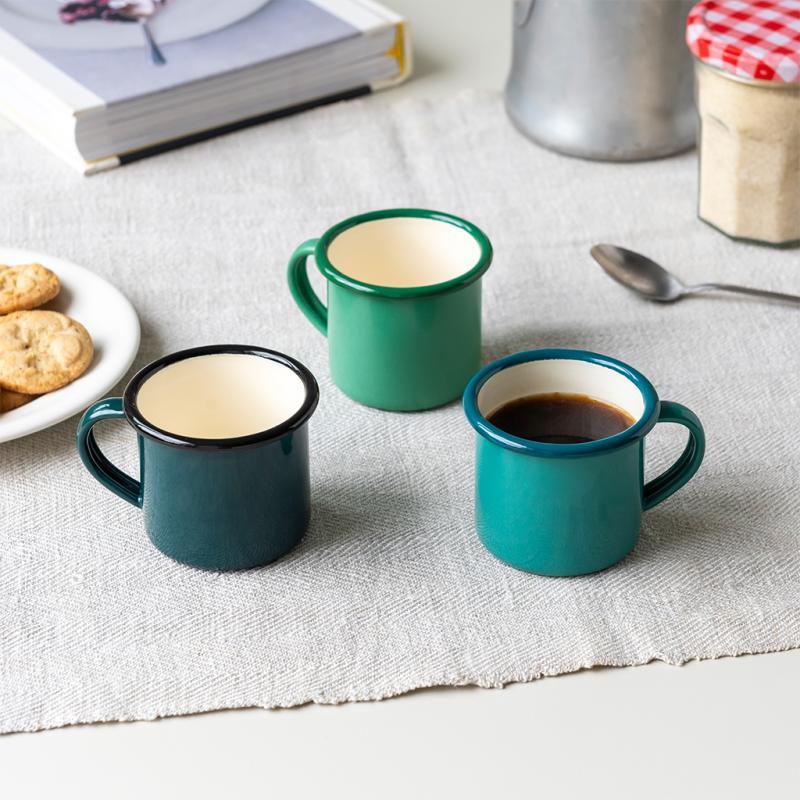 Rex London Enamel Espresso Mug 150ml - Dark Green