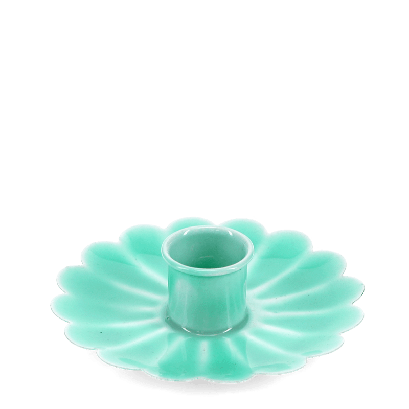 Rex London Enamel Flat Flower Candle Holder - Aqua