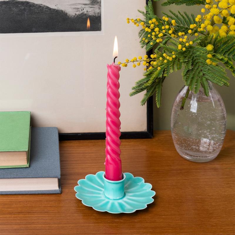rex london Enamel flat flower candle holder - Aqua