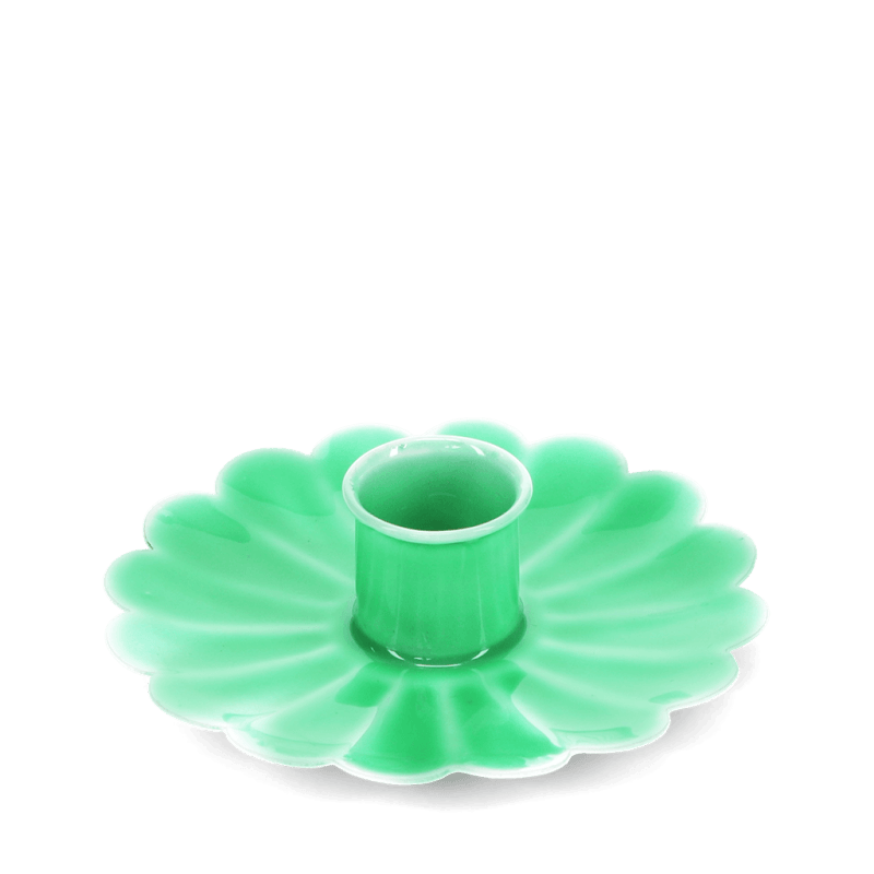 Rex London Enamel Flat Flower Candle Holder - Green