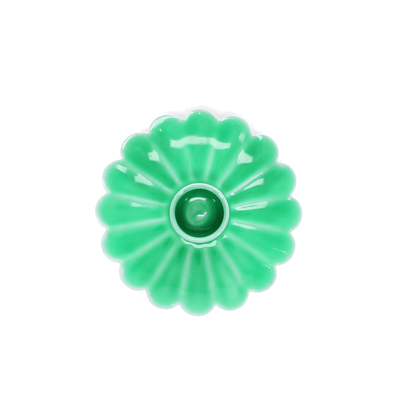 Rex London Enamel Flat Flower Candle Holder - Green
