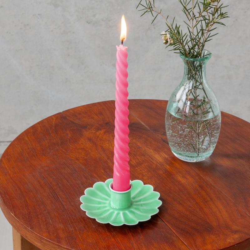 rex london Enamel flat flower candle holder - Green