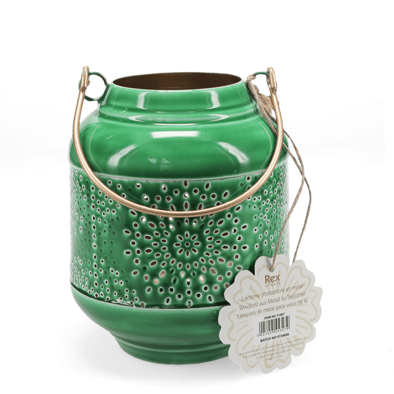 Rex London Enamel Tealight Lantern - Dark Green