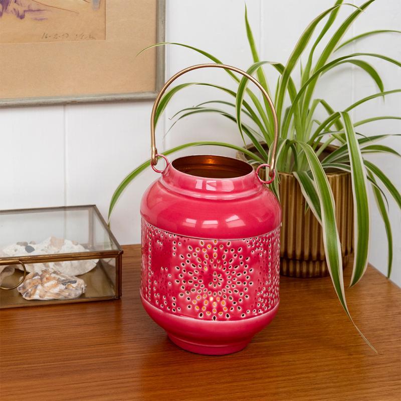 rex london Enamel tealight lantern - Vibrant pink