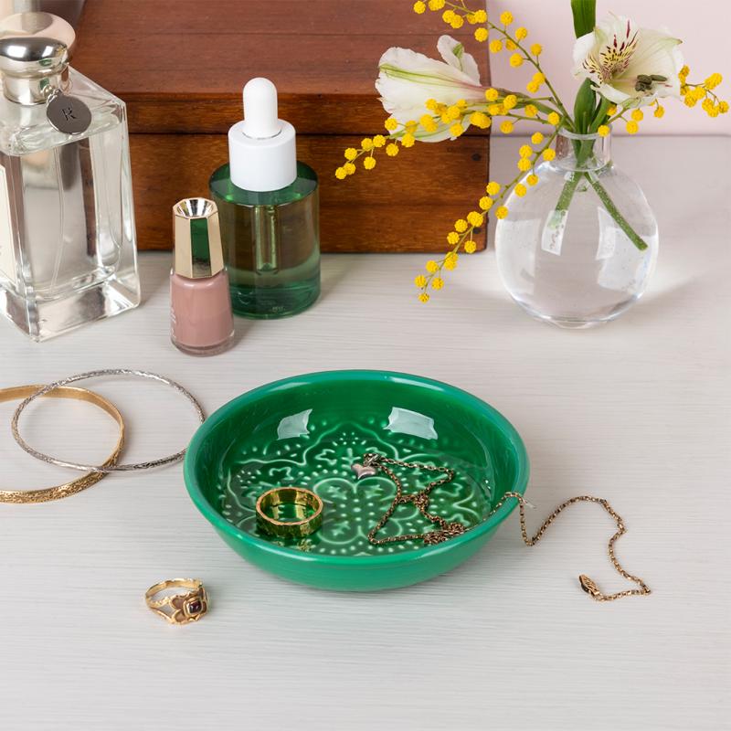 rex london Enamel trinket dish (10cm) - Dark green