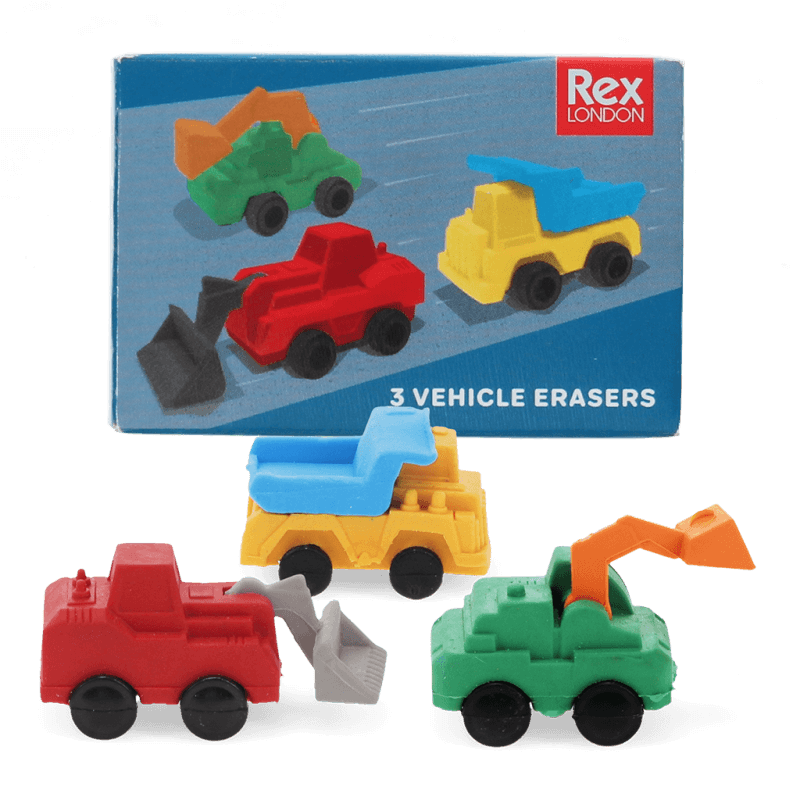 Rex London Erasers (set Of 3) - Construction Vehicles