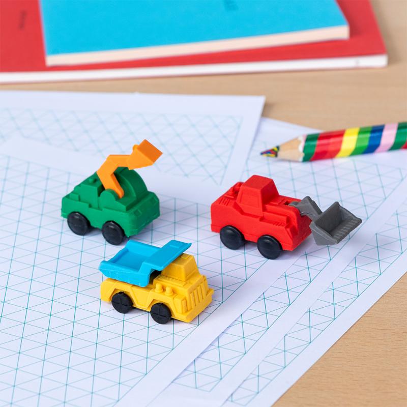 rex london Erasers (set of 3) - Construction vehicles